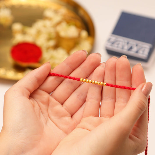 Elegant Rhodium and Gold Plated 925 Sterling Silver Beaded Rakhi Combo