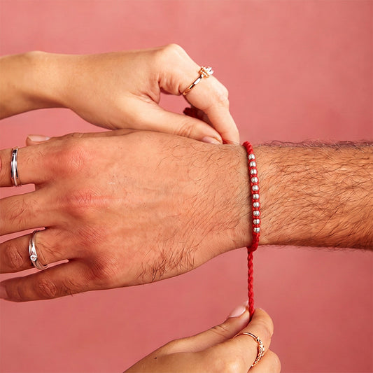 Woven Beads Radiant Silver Rakhi (ALVINA Signature)