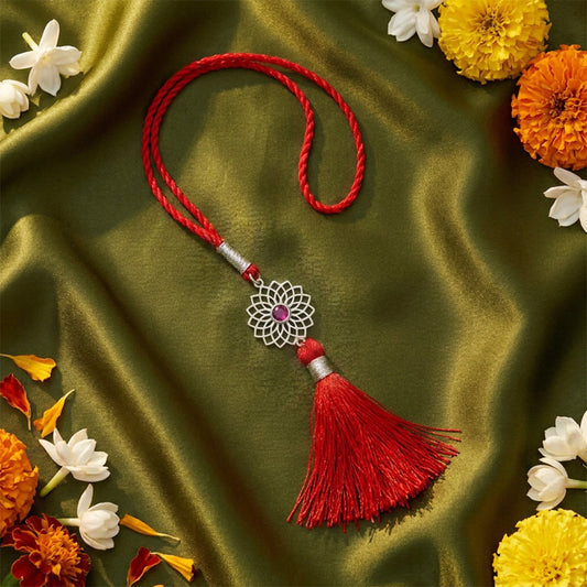 Elegant Floral Mandala 925 Silver Lumba Rakhi for Bhabhi (ALVINA Signature)