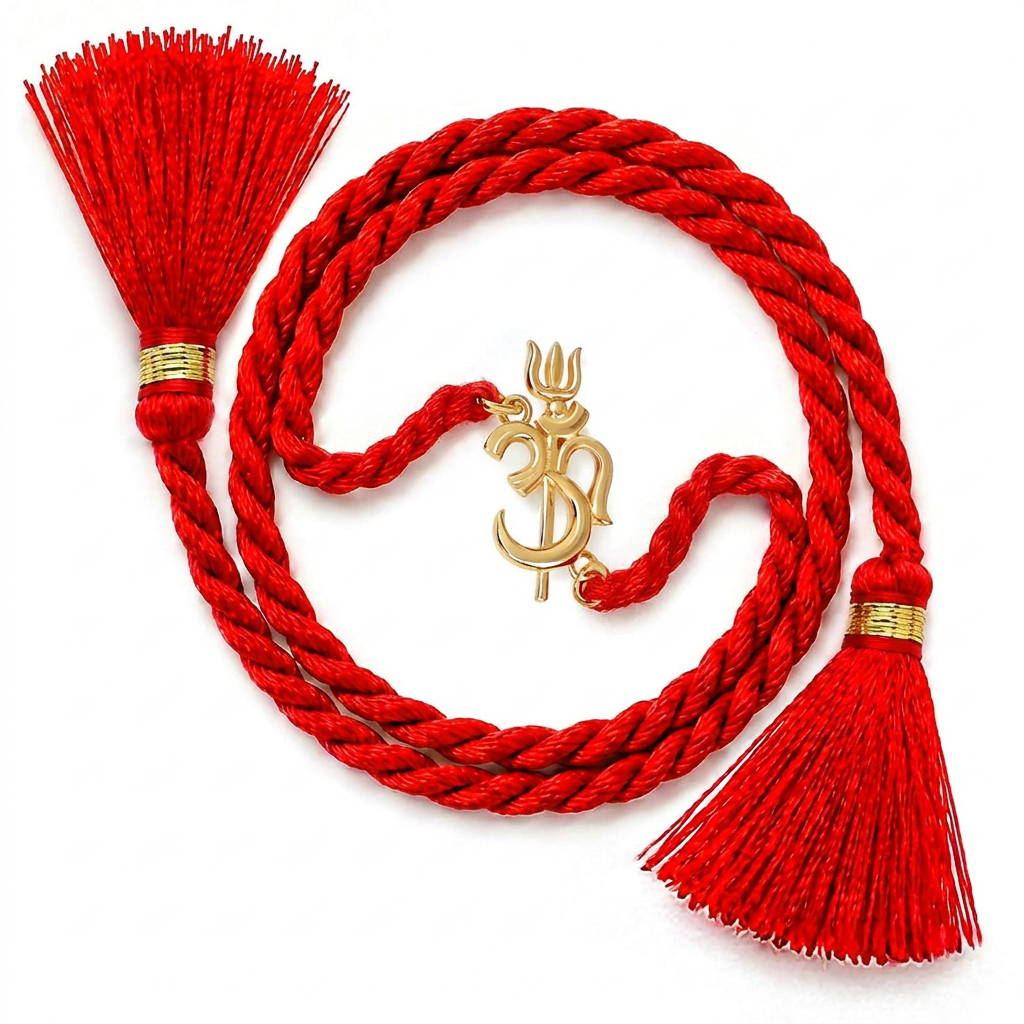 Divine Om Trisul Gold Plated 925 Silver Rakhi