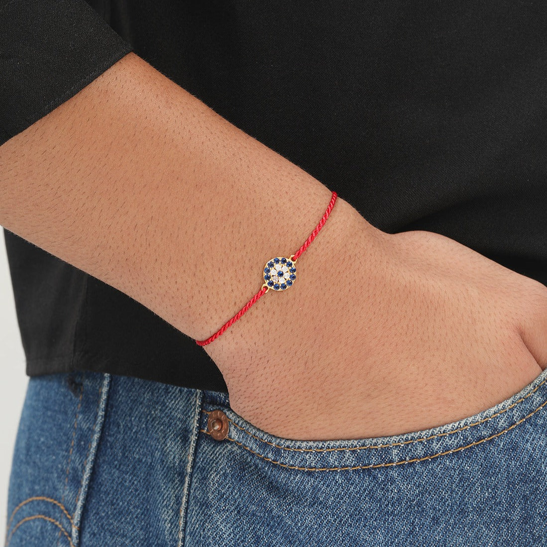 Radiant Elegance CZ Gold Plated Silver Thread Rakhi