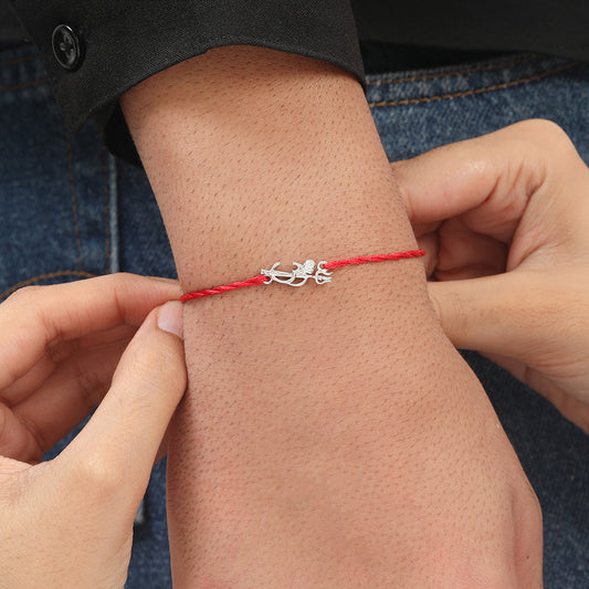 Divine Om & Trishul Charm CZ Silver Rakhi