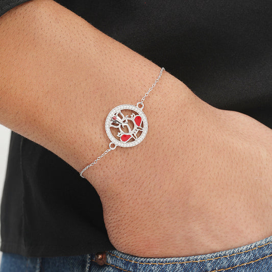Ganesh Ji Blessings Rhodium-Plated CZ Sterling Silver Chain Rakhi