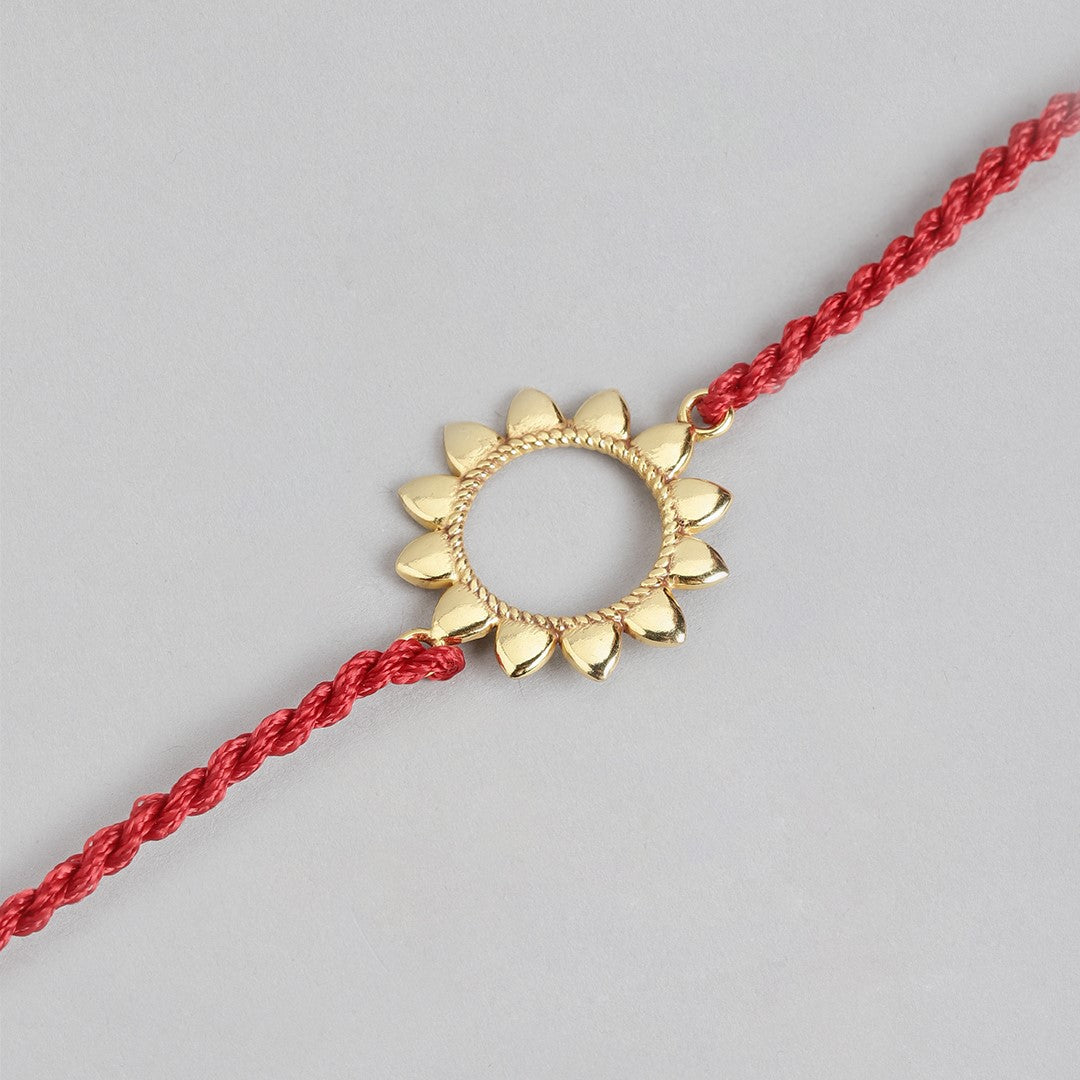 Radiant Sunbeam Gold-Plated 925 Sterling Silver Rakhi
