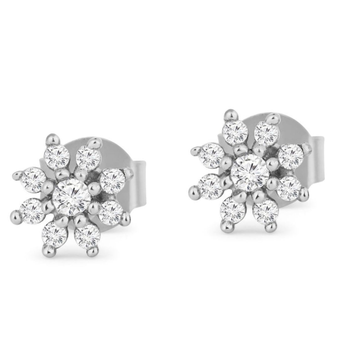 CZ Studded Floral Rose Gold 925 Sterling Silver Stud Earrings Gift Hamper