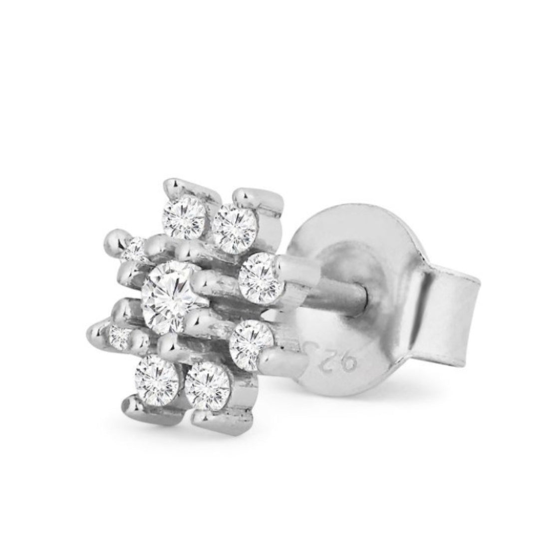 CZ Studded Floral Rose Gold 925 Sterling Silver Stud Earrings Gift Hamper