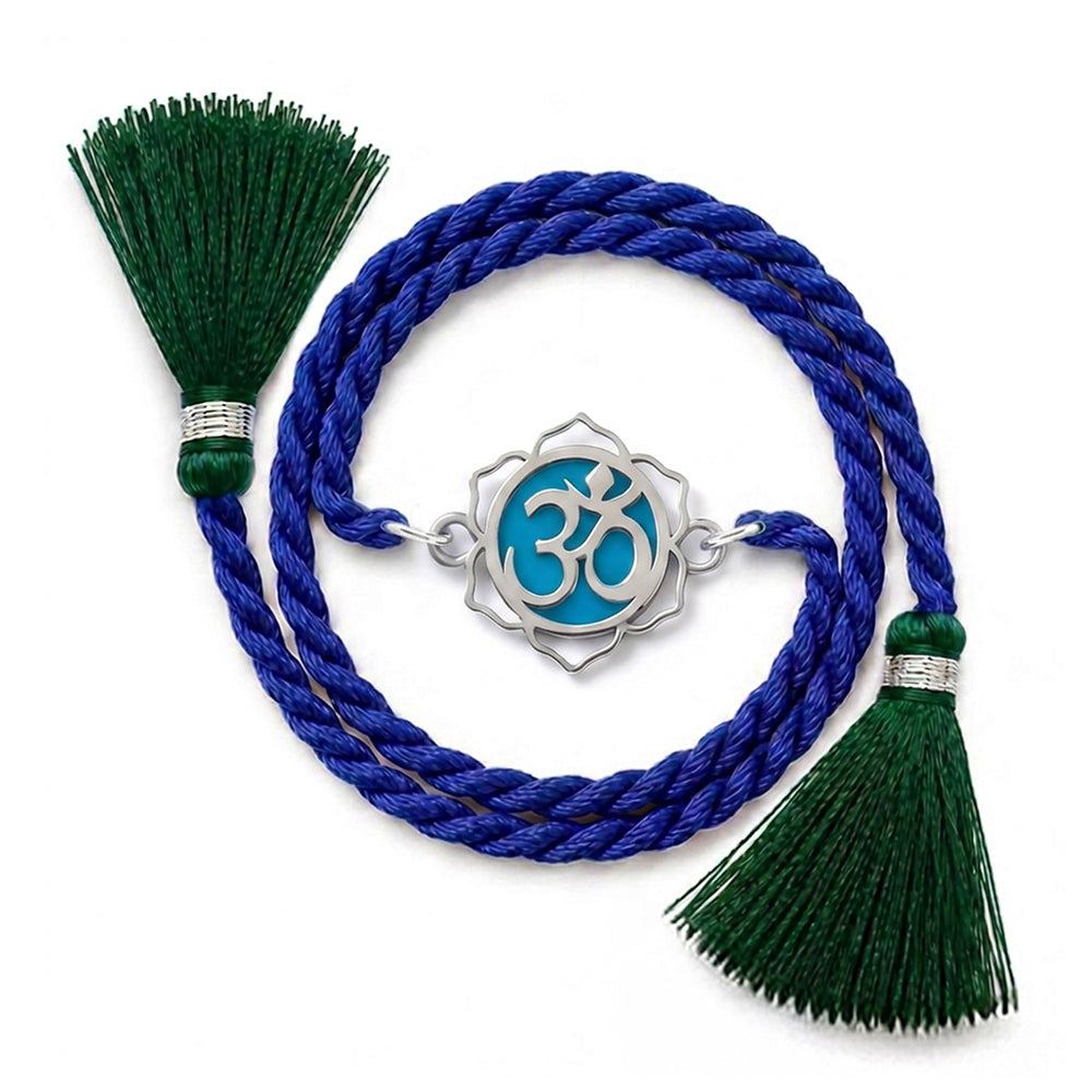 Om Lotus Rhodium Plated 925 Silver Rakhi
