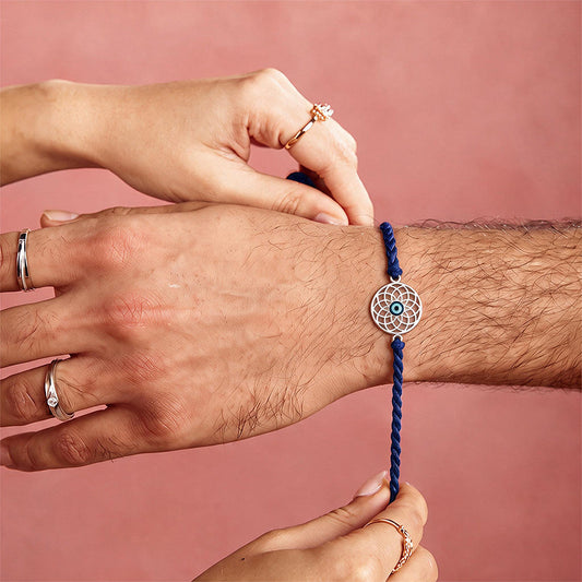 Mystic Mandala Evil Eye Silver Rakhi (ALVINA Signature)