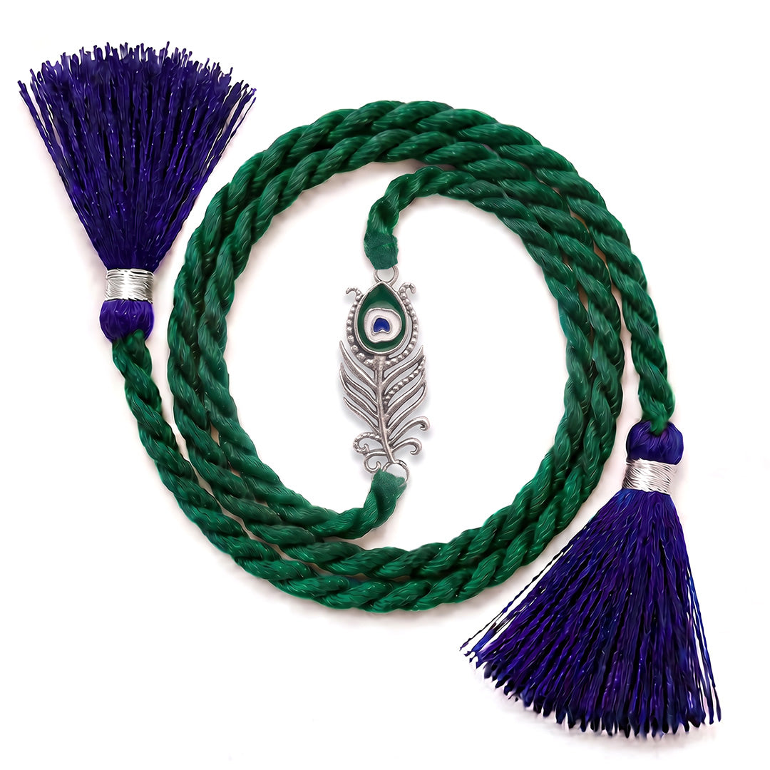 Peacock Feather 925 Silver Oxidised Rakhi