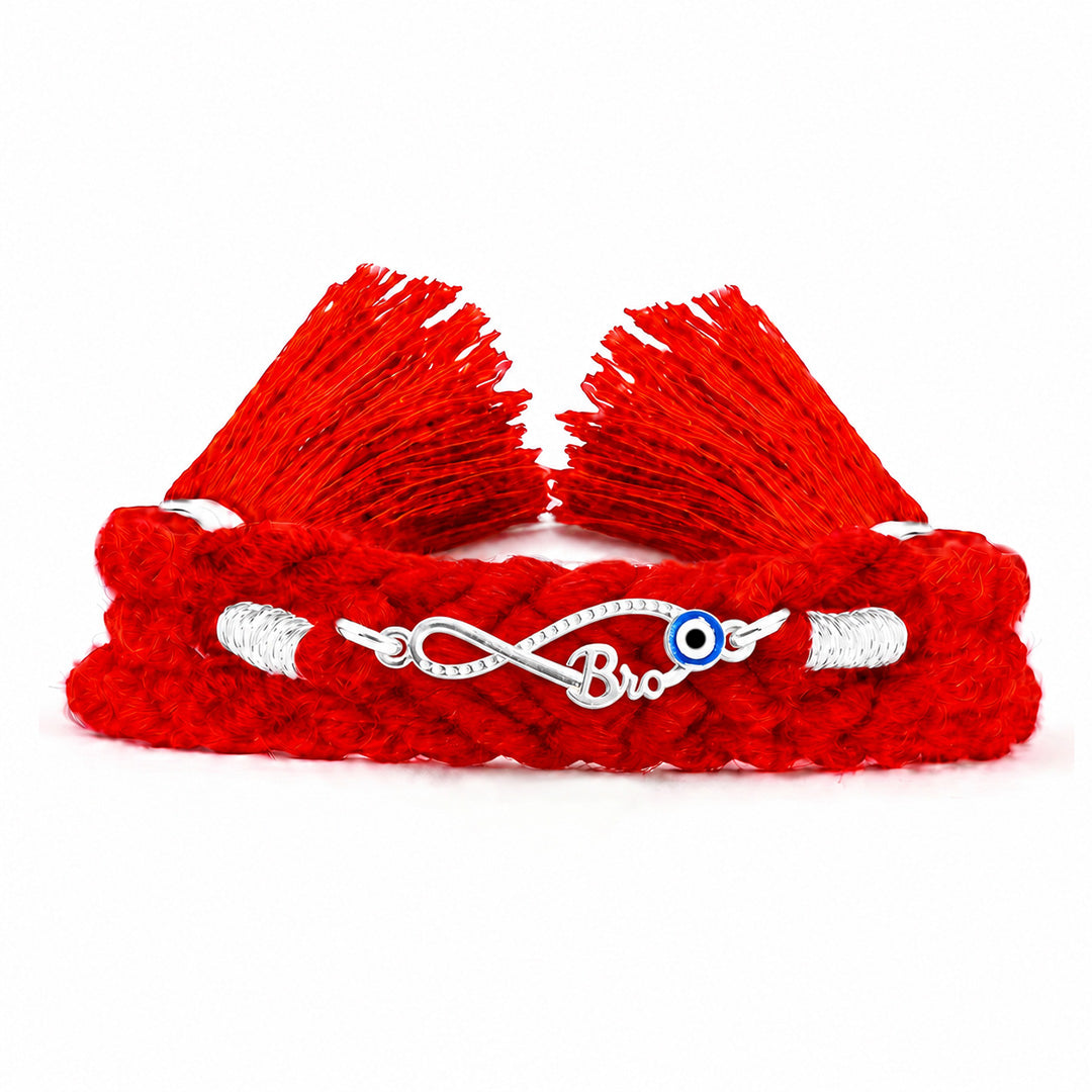 Infinity Bro Evil Eye Rhodium Plated 925 Silver Rakhi (ALVINA Signature)