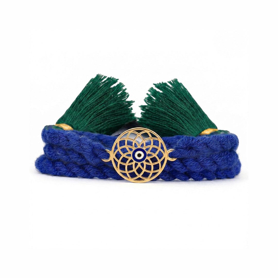 Mystic Mandala Evil Eye Gold Plated Silver Rakhi (ALVINA Signature)