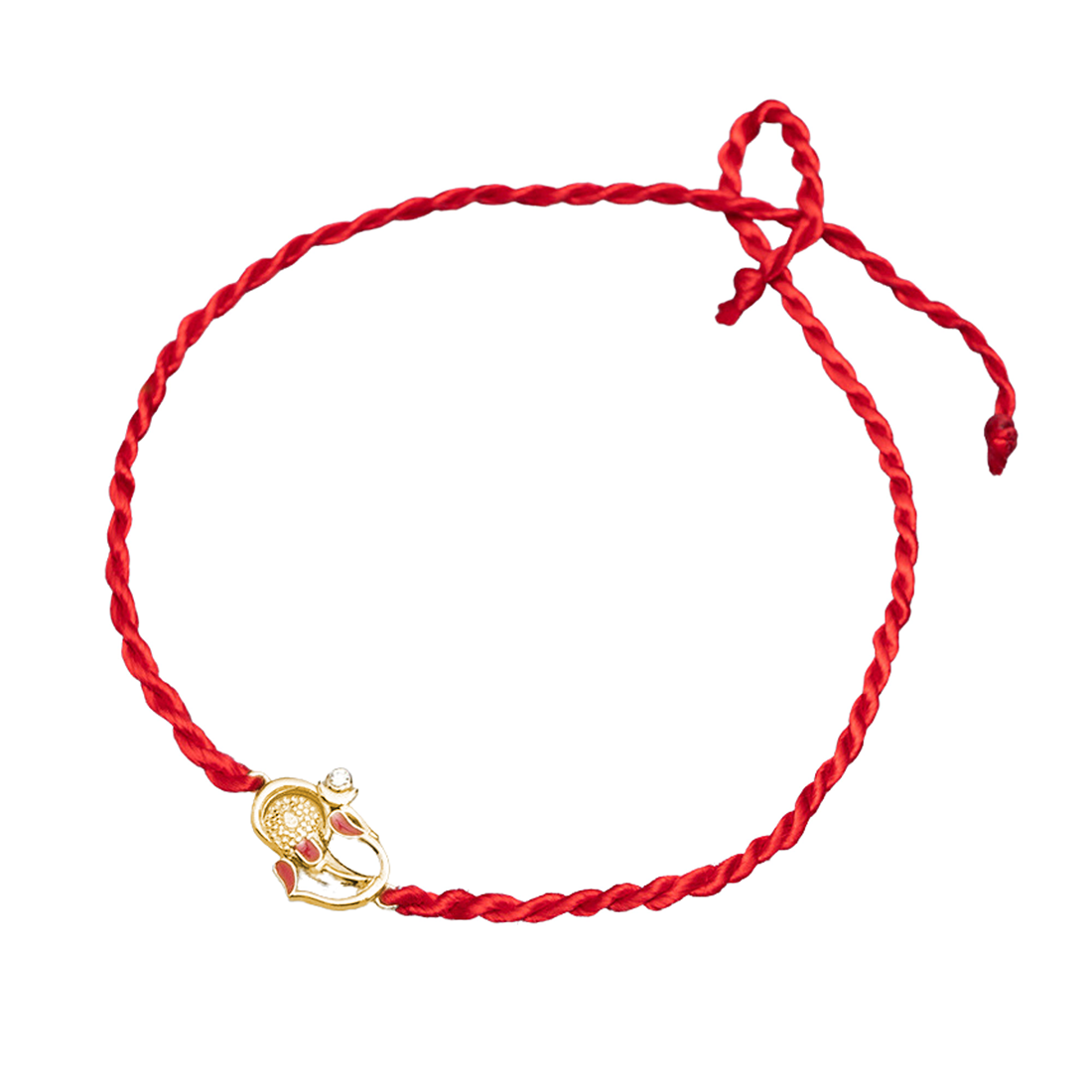 Auspicious Lord Ganesh Ji CZ Gold-Plated Sterling Silver Thread Rakhi