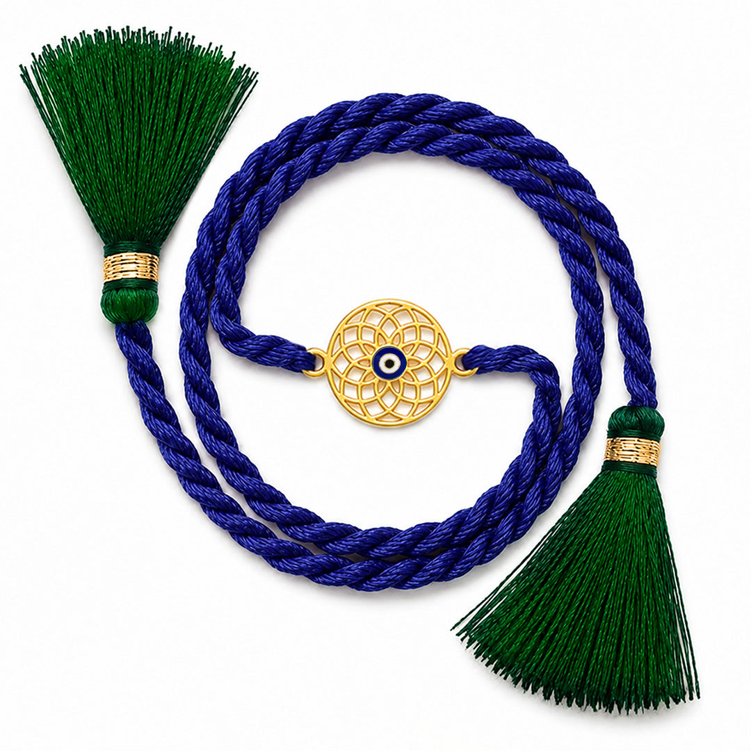 Mystic Mandala Evil Eye Gold Plated Silver Rakhi (ALVINA Signature)