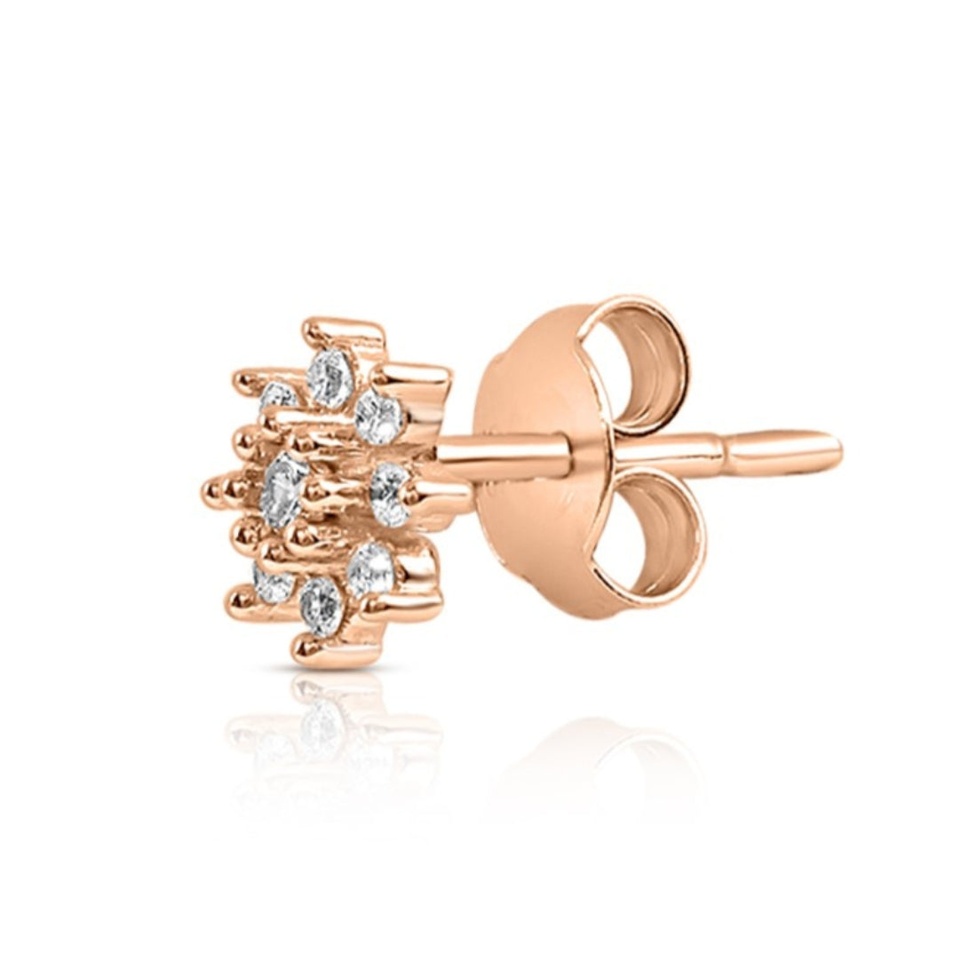 CZ Studded Floral Rose Gold 925 Sterling Silver Stud Earrings Gift Hamper