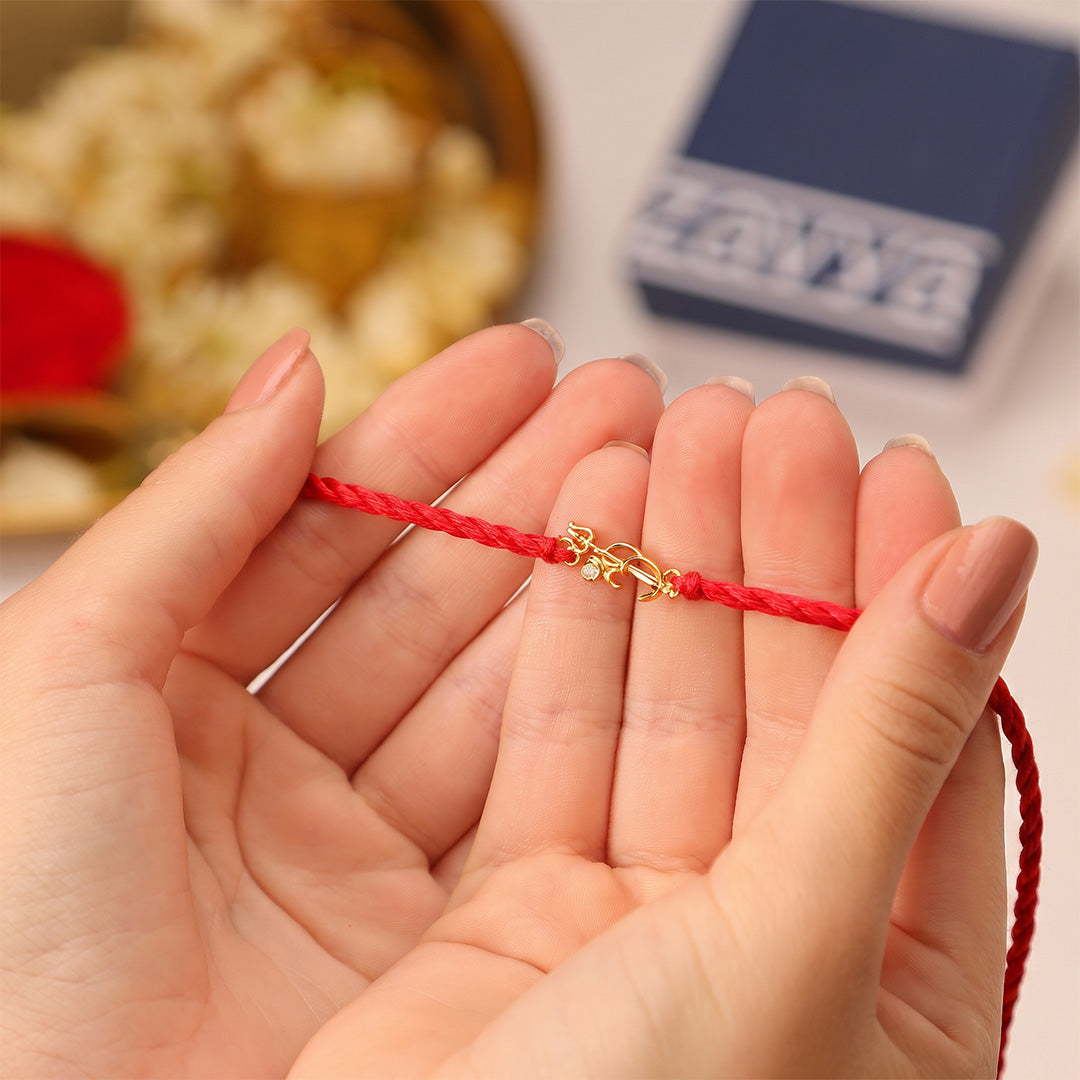 Golden Om Bond Gold Plated Silver Rakhi (ALVINA Signature)