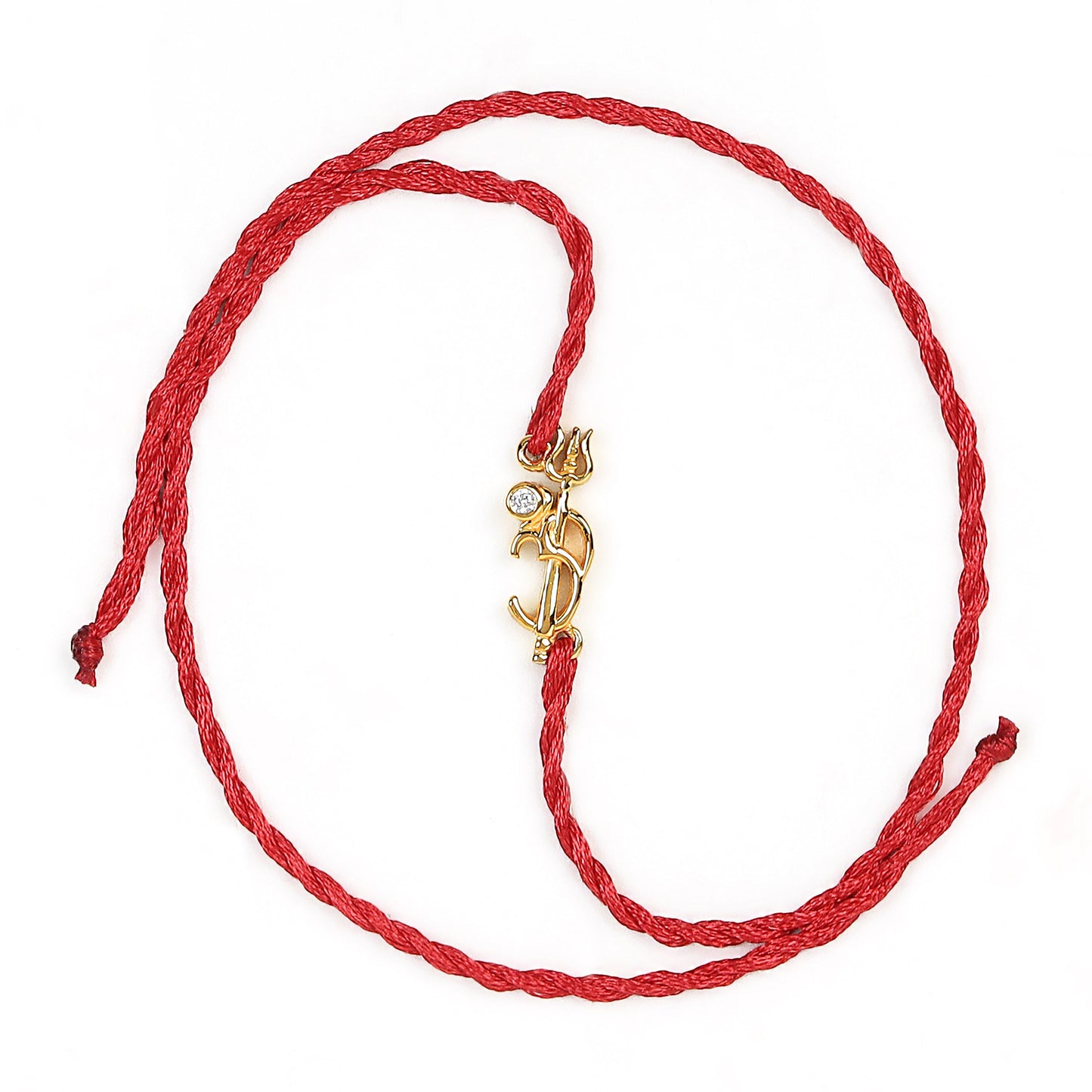 Divine Om & Trishul Charm Rakhi CZ Sterling Silver Thread Rakhi Combo