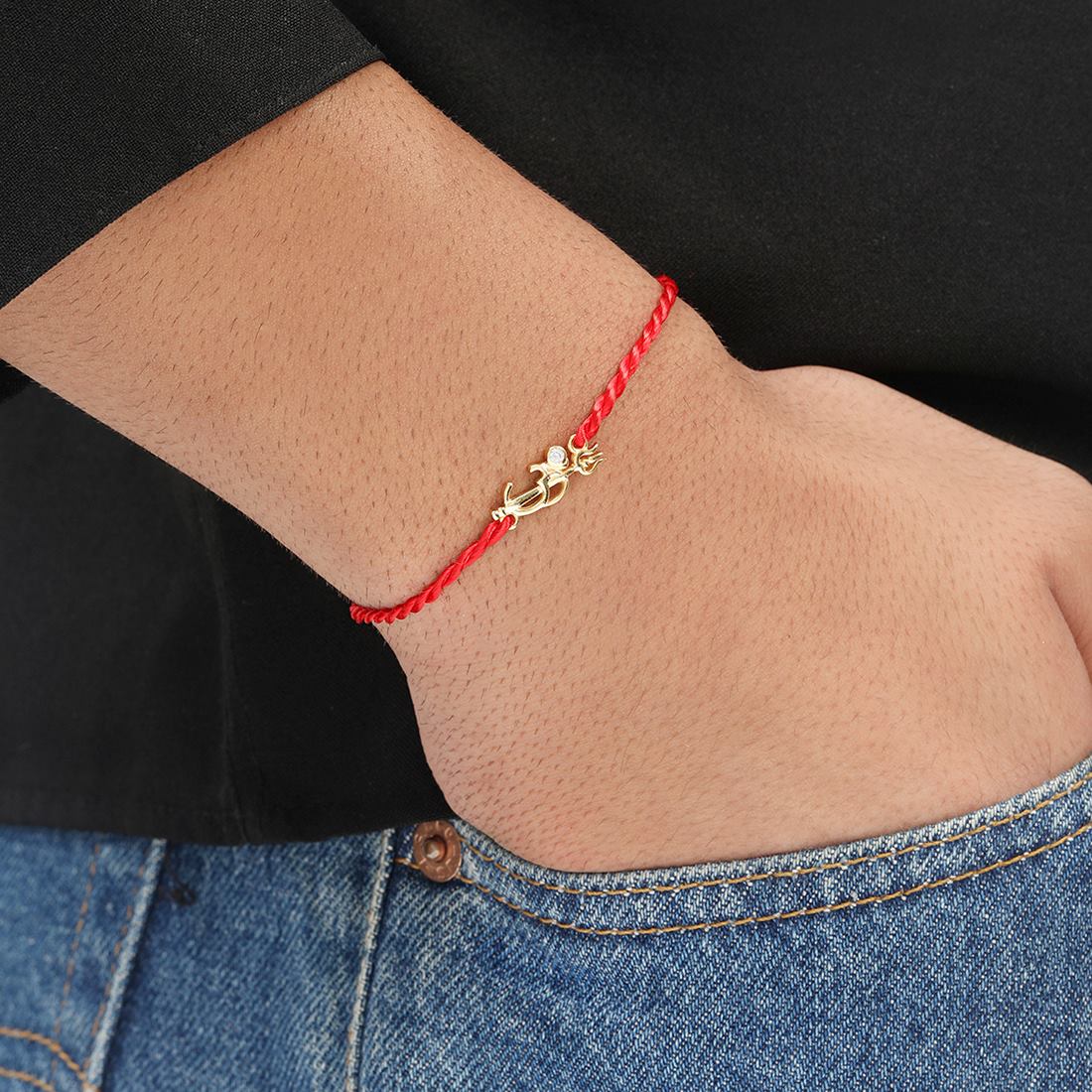 Divine Om & Trishul Charm CZ Silver Rakhi