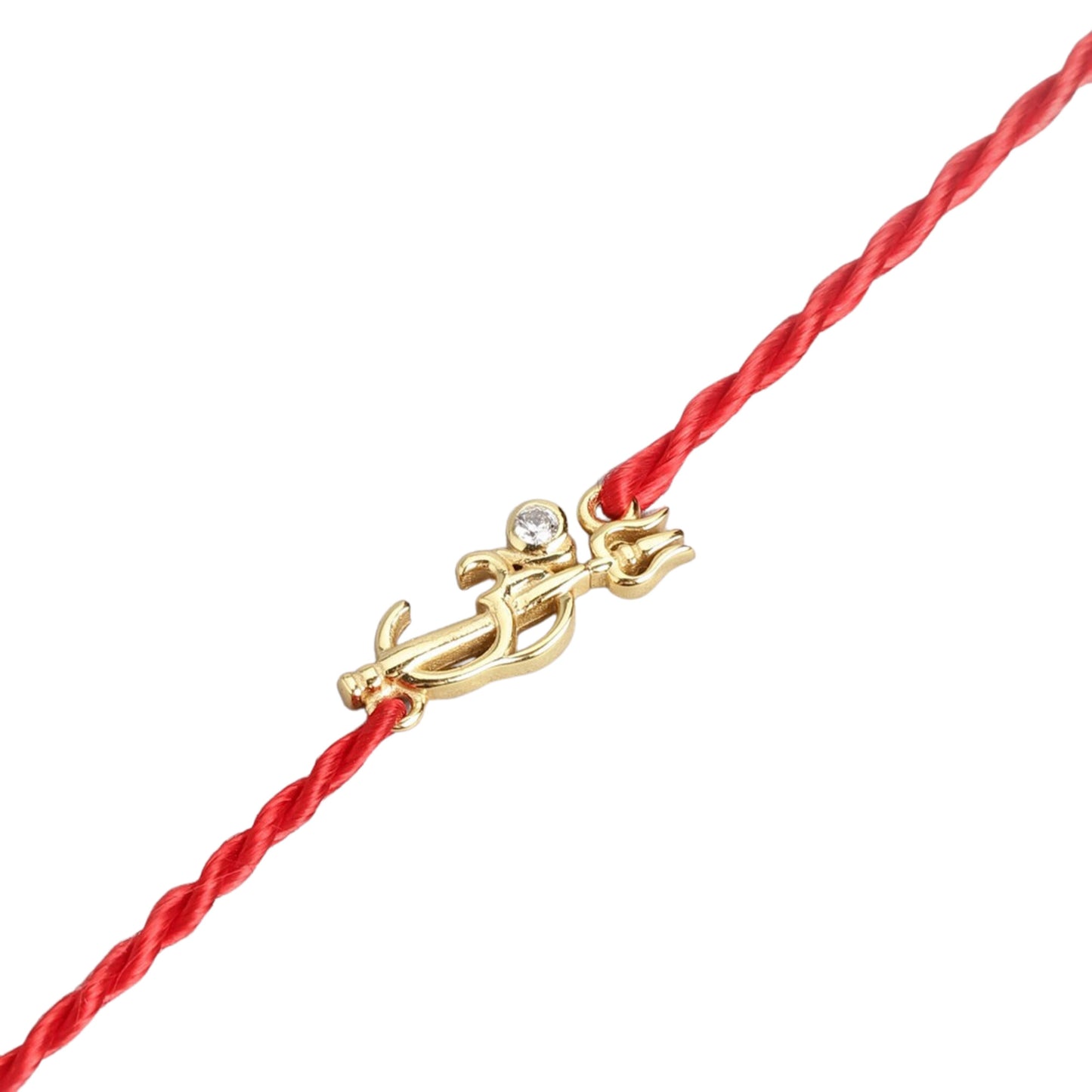 Divine Om & Trishul Charm CZ Silver Rakhi