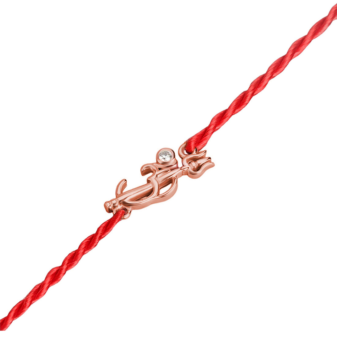 Divine Om & Trishul Charm CZ Silver Rakhi