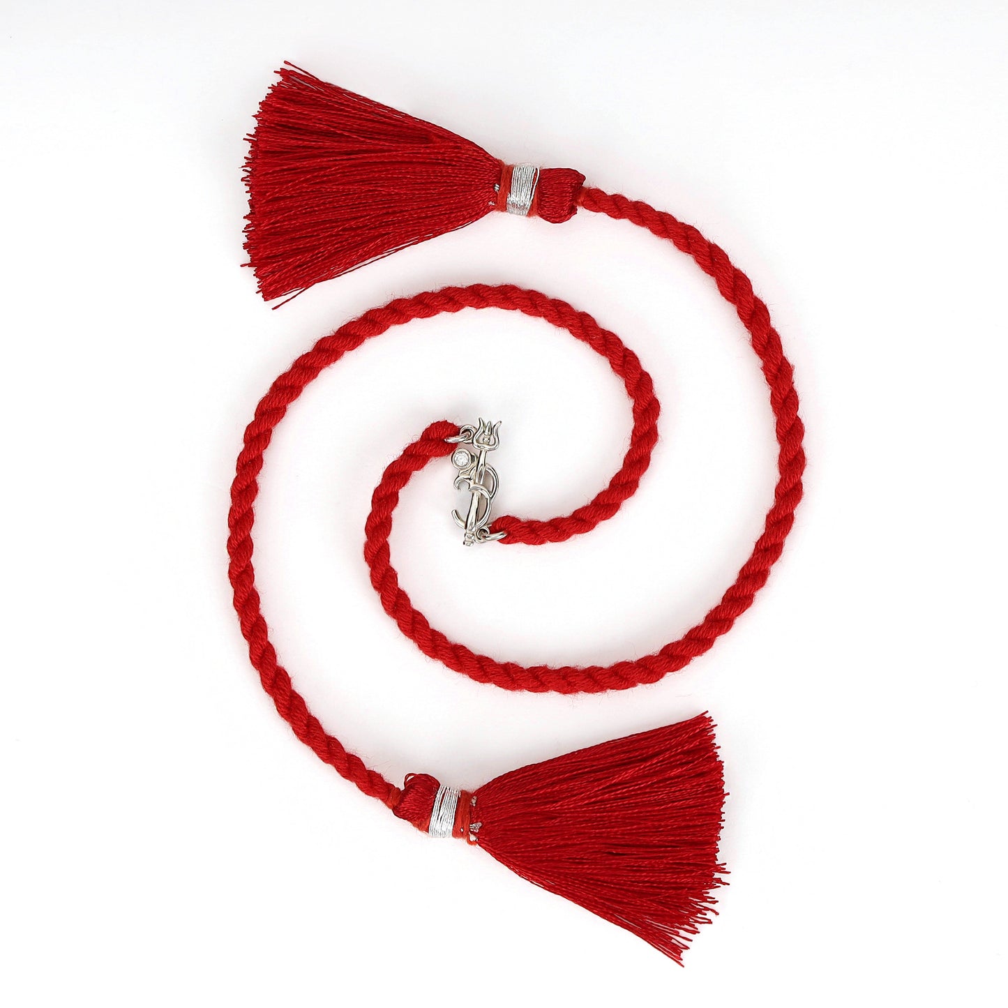 Divine Om & Trishul Charm Rakhi CZ Sterling Silver Thread Rakhi Combo
