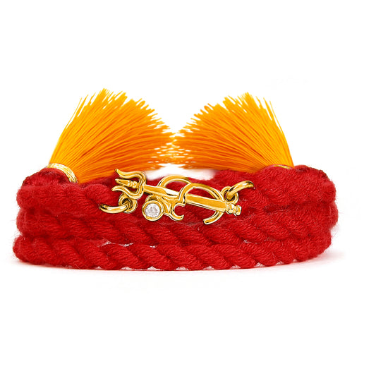 Divine Om & Trishul Charm Rakhi CZ Sterling Silver Thread Rakhi Combo
