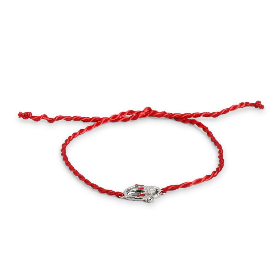 Auspicious Lord Ganesh Ji CZ Gold Plated Silver Thread Rakhi