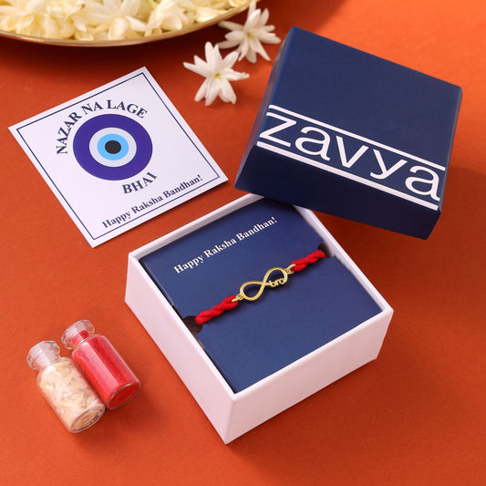 Eternal Bond Gold & Rhodium-Plated 925 Sterling Silver Bro Rakhi Combo
