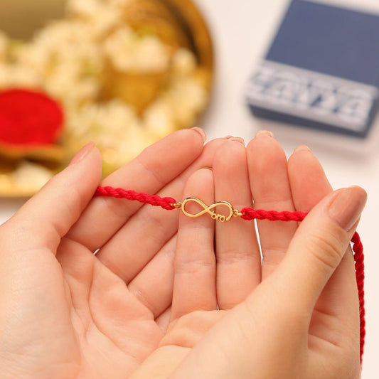 Eternal Bond Infinity Bro Gold Plated Silver Rakhi (ALVINA Signature)