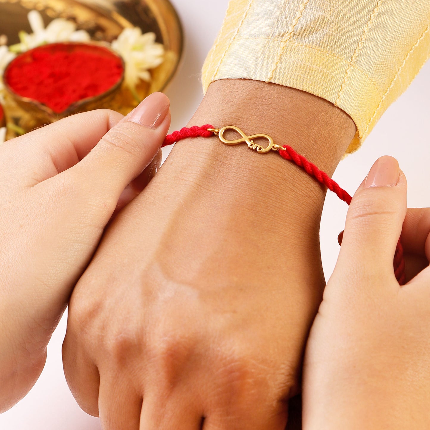 Eternal Bond Gold & Rhodium-Plated 925 Sterling Silver Bro Rakhi Combo