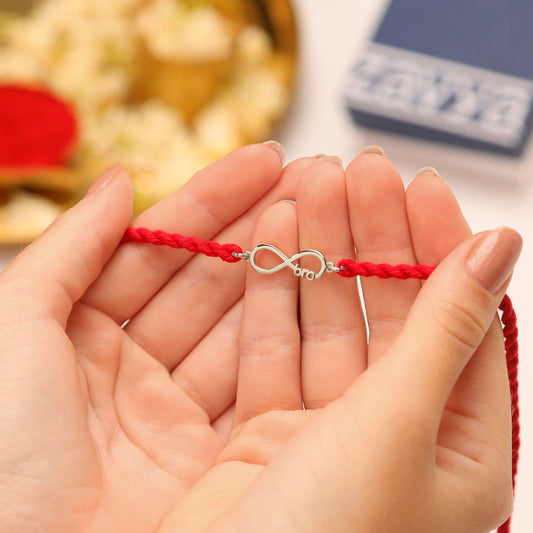 Infinity Bro Rhodium Plated 925 Silver Rakhi