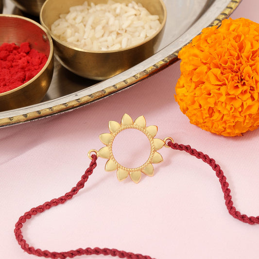 Radiant Sunbeam Gold-Plated 925 Sterling Silver Rakhi