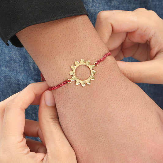 Radiant Sunbeam Gold-Plated 925 Sterling Silver Rakhi