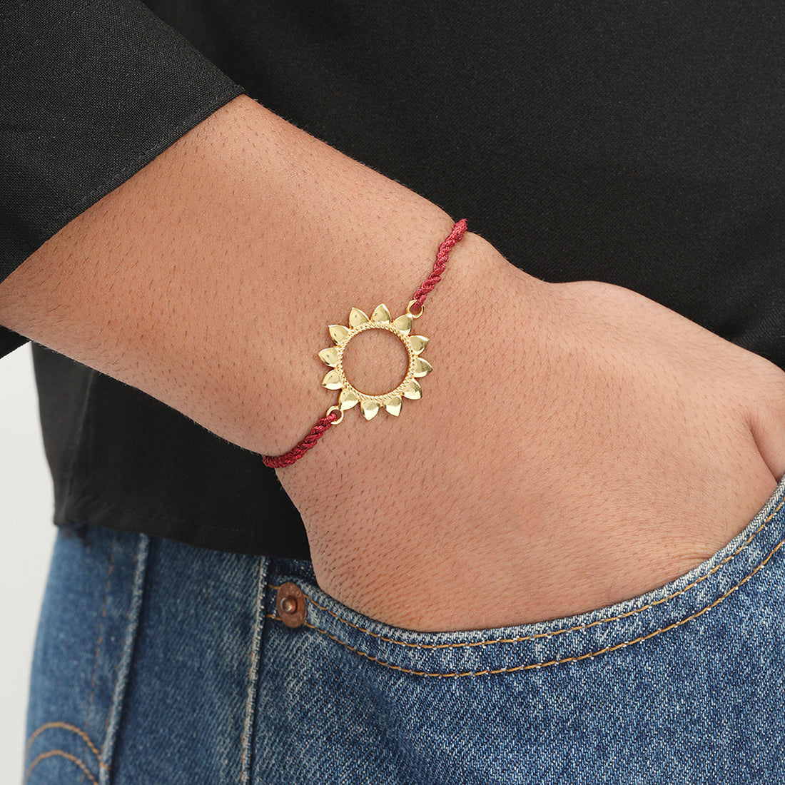Radiant Sunbeam Gold-Plated 925 Sterling Silver Rakhi