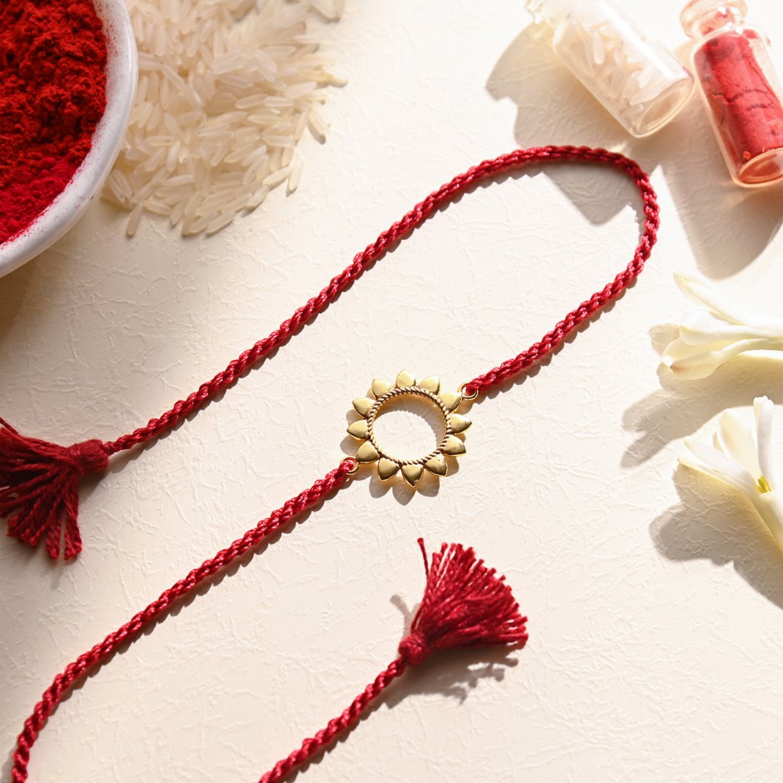 Radiant Sunbeam Gold-Plated 925 Sterling Silver Rakhi
