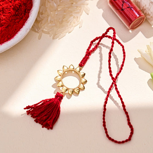 Radiant Sunshine Gold-Plated 925 Sterling Silver Rakhi for Her
