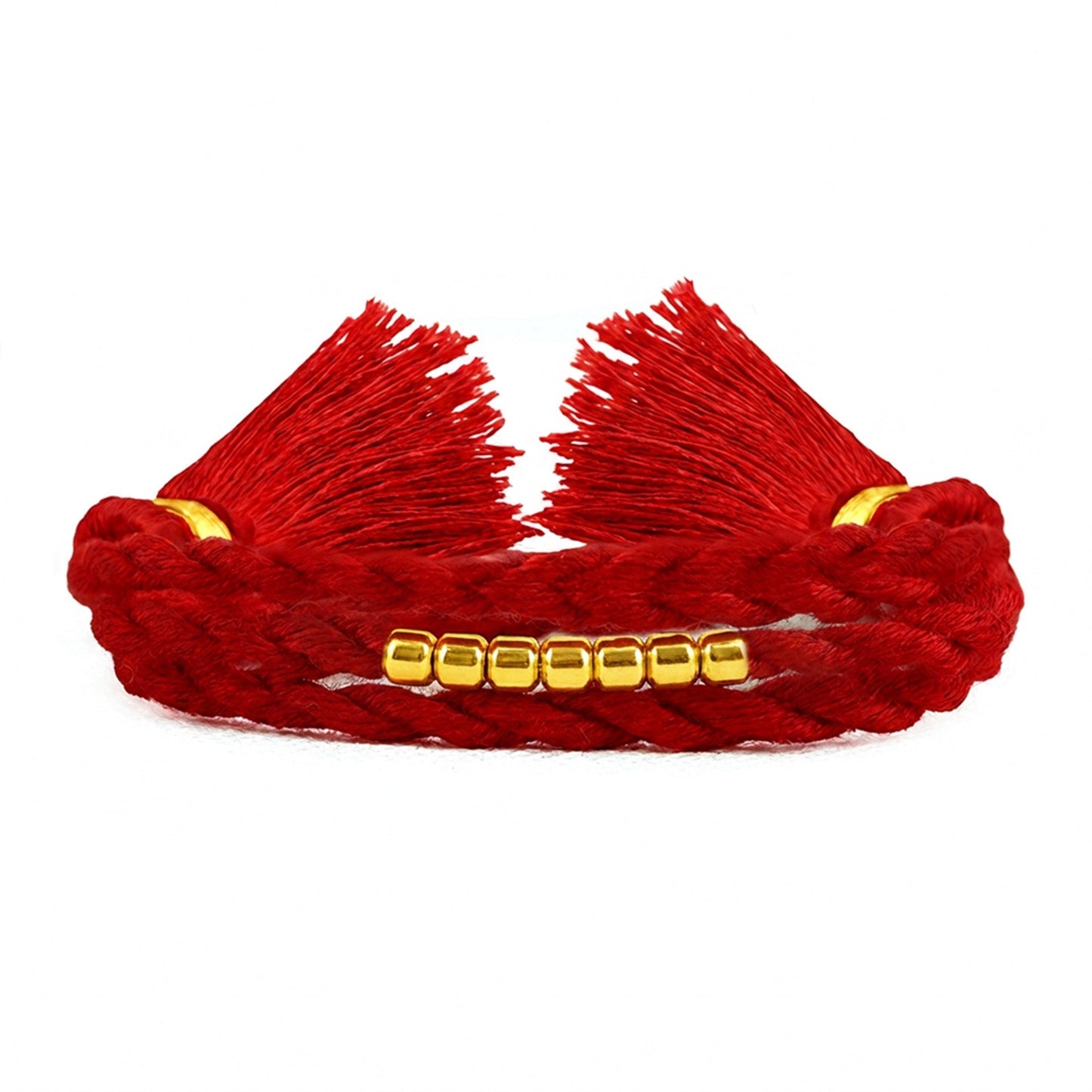 Elegant Golden Beads Gold-Plated Sterling Silver Thread Rakhi For Him