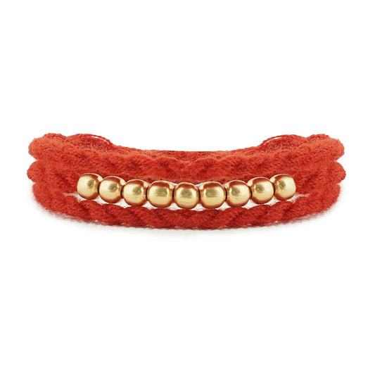 Elegant Golden Beads Gold-Plated Sterling Silver Thread Rakhi For Him