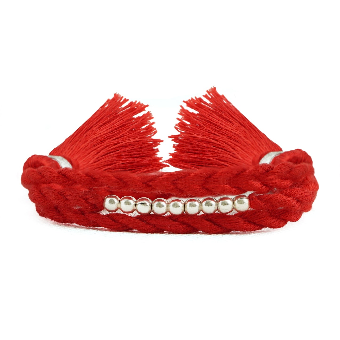 Nine Beads Elegant Rhodium Plated Silver Rakhi (ALVINA Signature)