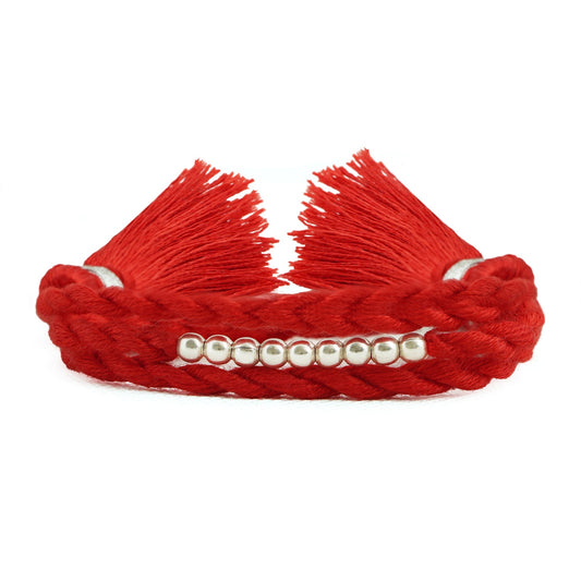 Nine Beads Elegant Rhodium Plated Silver Rakhi (ALVINA Signature)