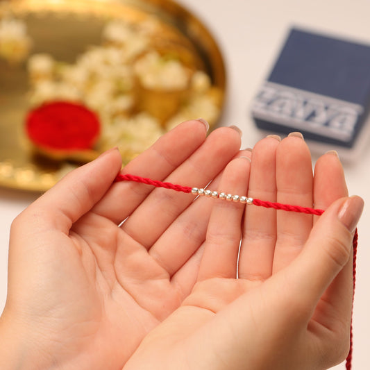 Timeless & Bead Rhodium-Plated 925 Silver Bhai-Bhabhi Rakhi Combo
