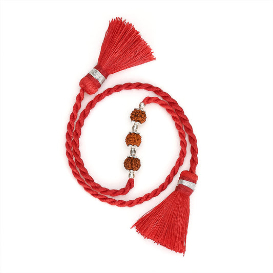 Divine Rudraksha Rhodium Plated Silver Rakhi (ALVINA Signature)