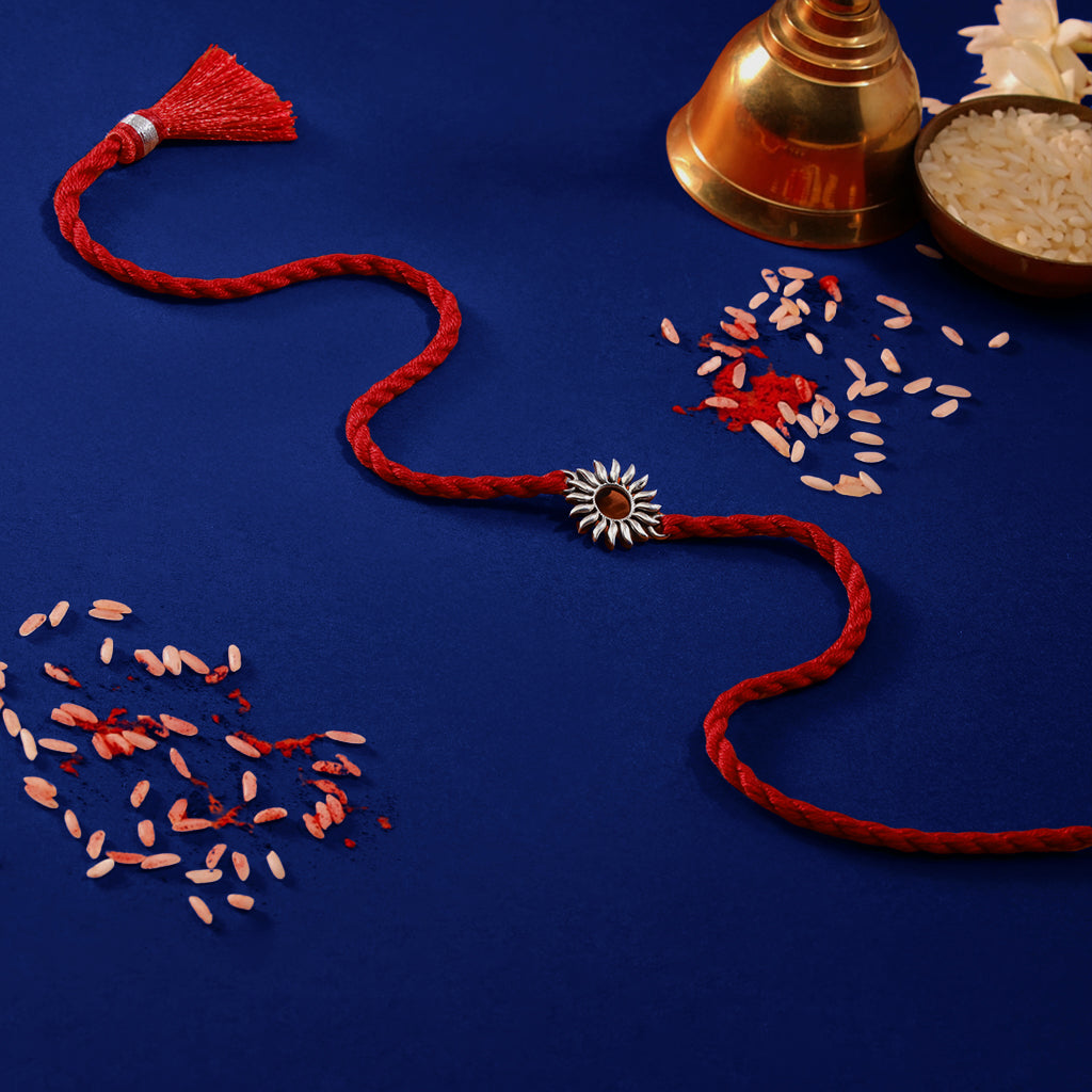 Radiant Sunbeam Rhodium-Plated 925 Sterling Silver Rakhi