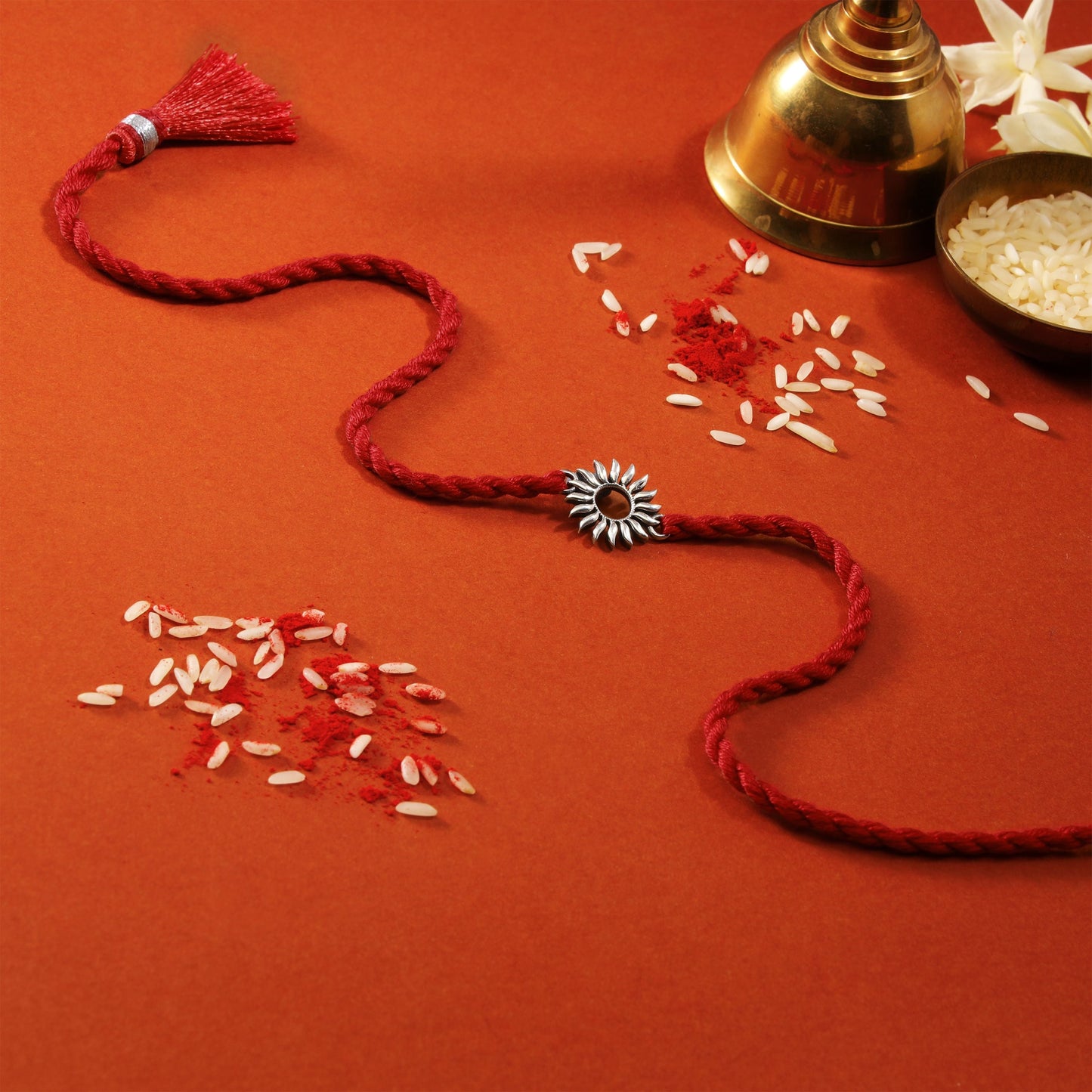 Radiant Sunbeam Rhodium-Plated 925 Sterling Silver Rakhi
