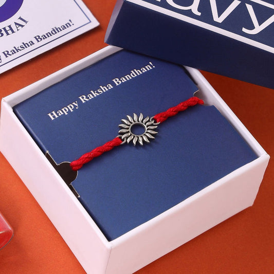 Radiant Sunbeam Rhodium-Plated 925 Sterling Silver Rakhi