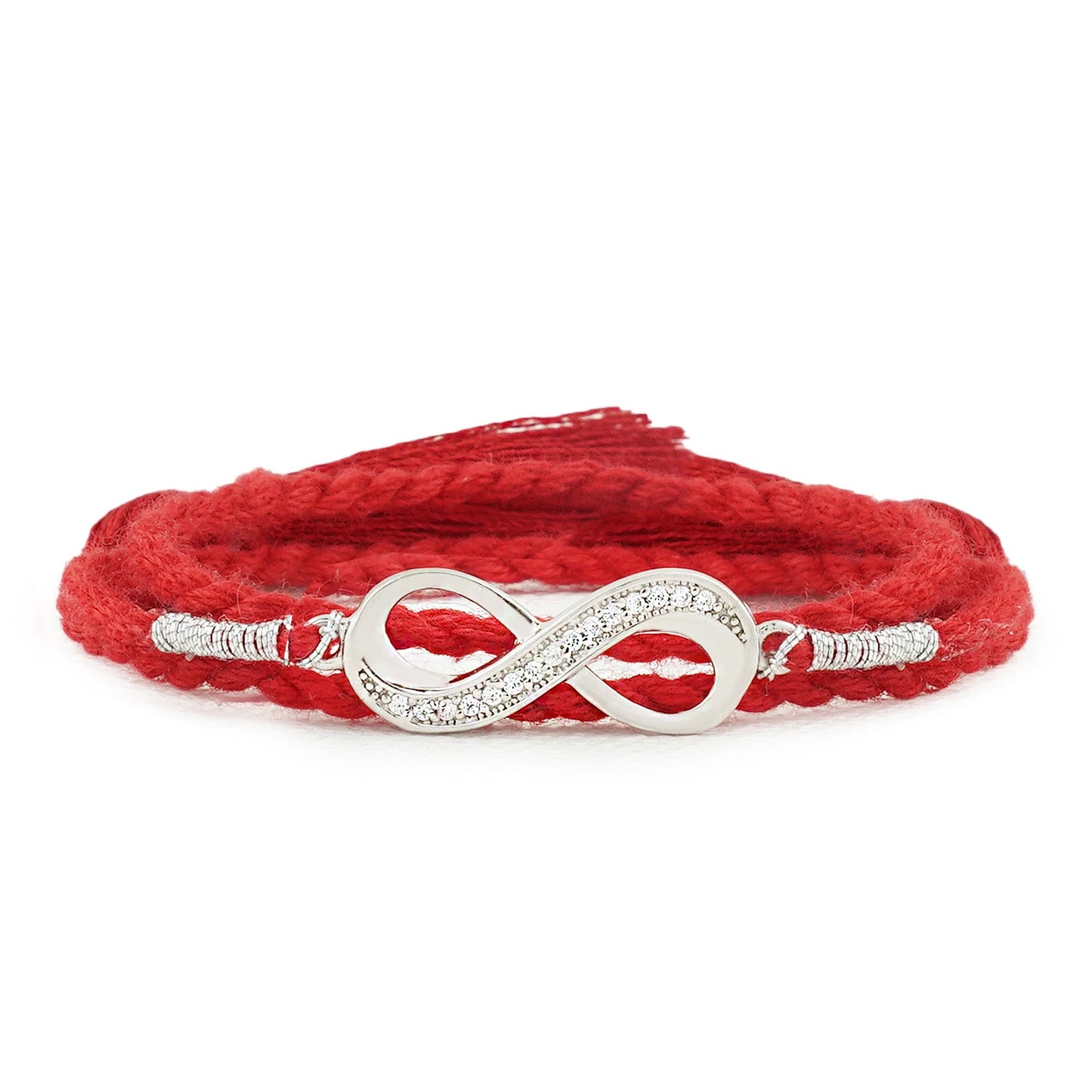 Infinity Symbol With Cubic Zirconia Rhodium-Plated Thread Rakhi For Him