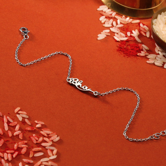 Blessed Bhai Rhodium Plated Silver Rakhi (Link Chain)