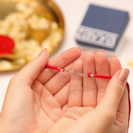 Bhai's Pride Rhodium-Plated Sterling Silver Thread Rakhi For Him