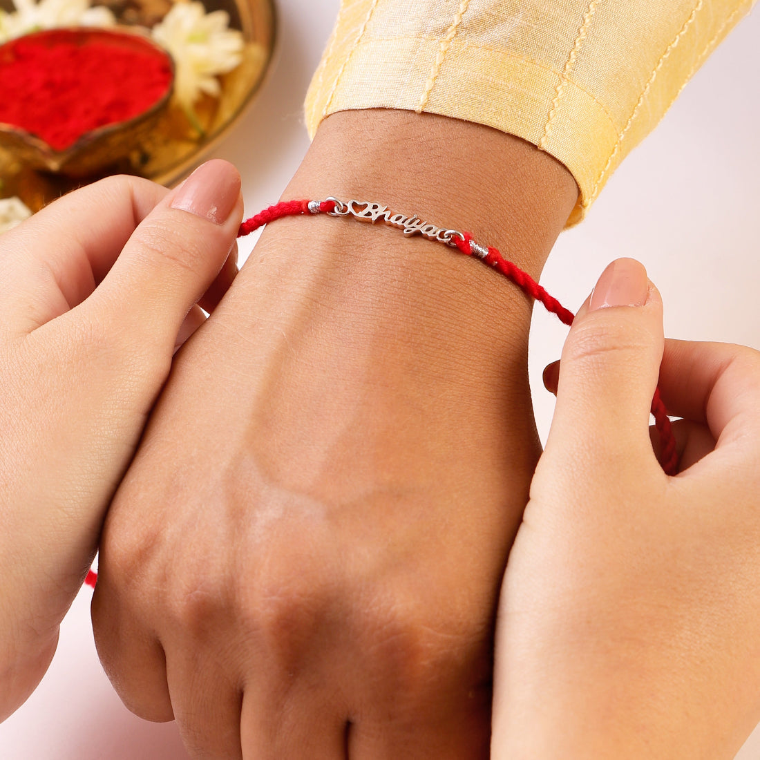 Bhai's Pride Rhodium-Plated Sterling Silver Thread Rakhi For Him