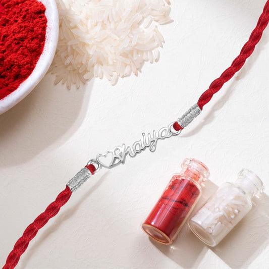 Bhaiya & Bhabhi Rhodium Plated 925 Sterling Silver Thread Rakhi Combo