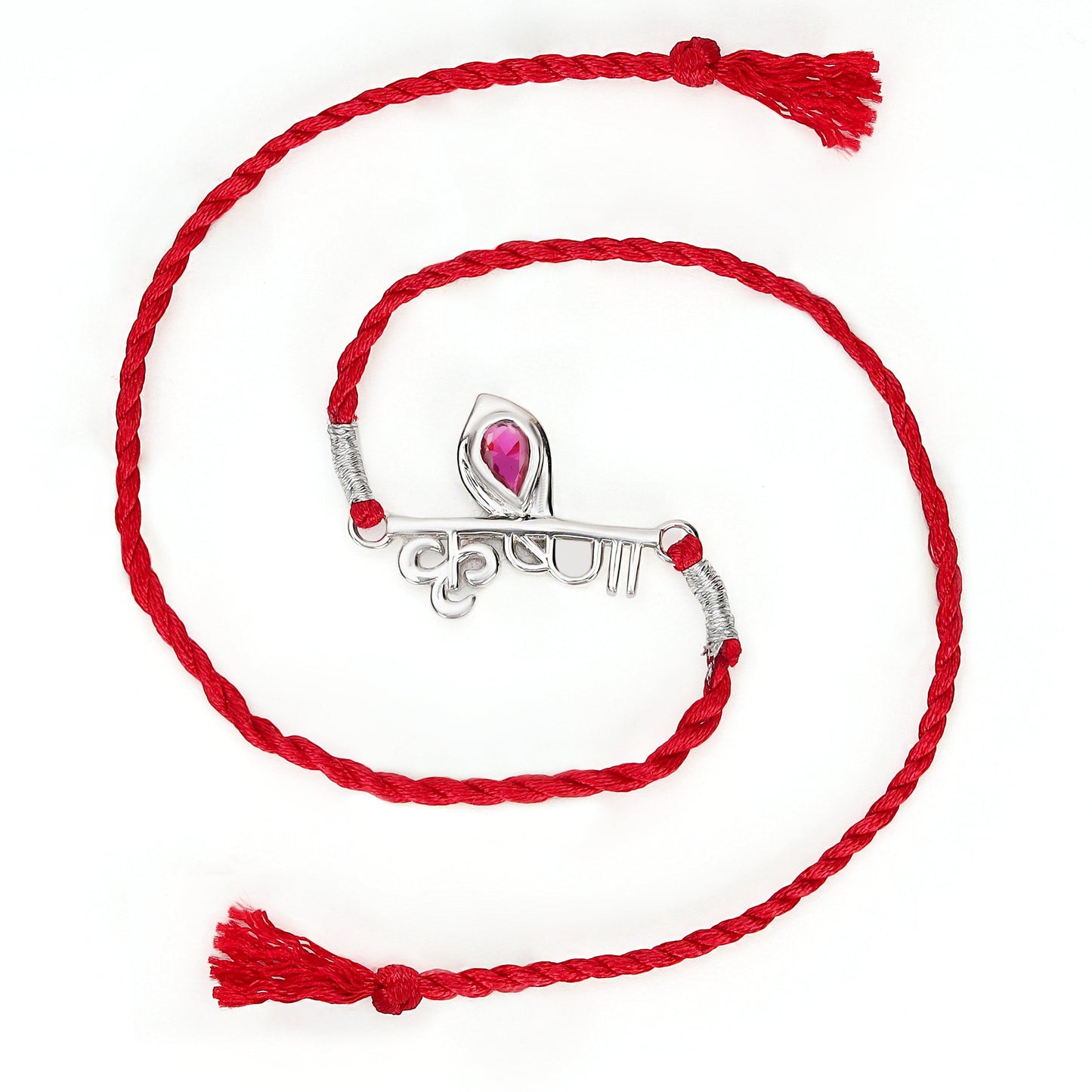 Blessed Krishna Ji Rhodium-Plated Sterling Silver Thread Rakhi For Him